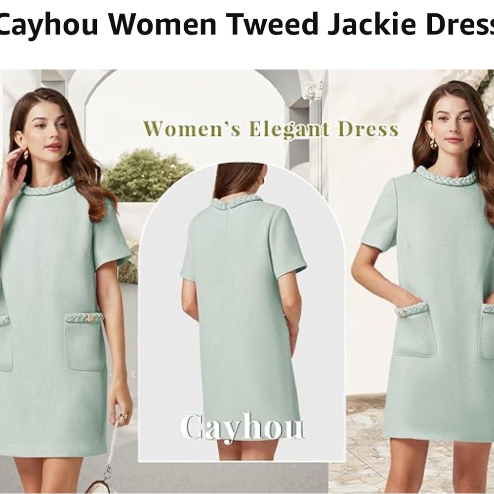 Mint Green Tweed Mini Dress